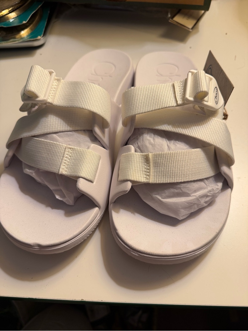Chaco women’s 11White Slider Sandals with Adjustable Straps